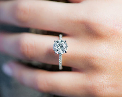 14K White Gold Petite Pavé Engagement Ring