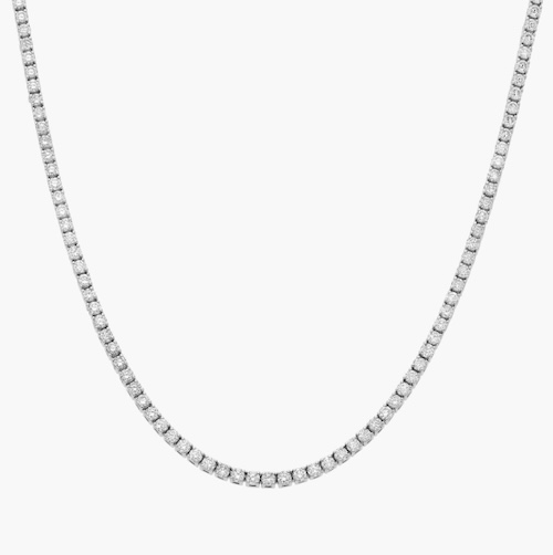 16 " Straight Lab-Grown Diamond Tennis Necklace In 14K White Gold (5 Ct. tw. - F-G / VS2-SI1)