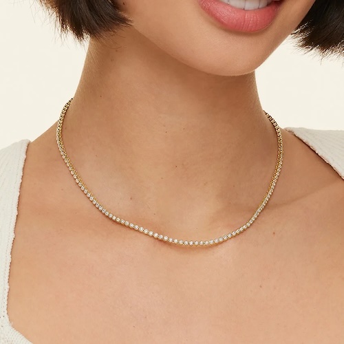 Bezel Lab Diamond Tennis Necklace (3 1/2 ct. tw.) in 14K Yellow Gold