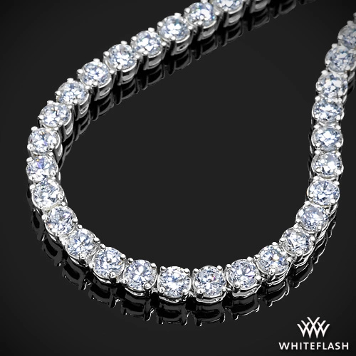 6.76ctw 14k White Gold Four Prong Full Eternity Lab Created Diamonds Tennis Necklace

